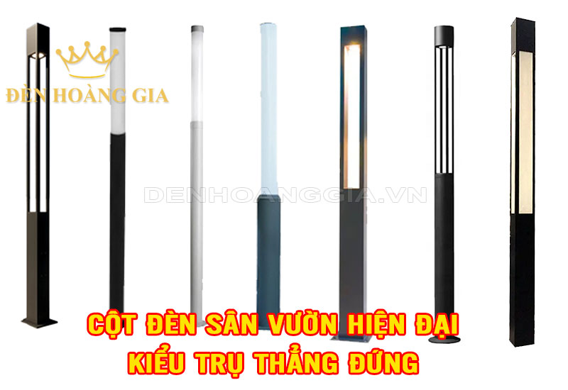 Mẫu cột đèn sân vườn hiện đại kiểu trụ thẳng đứng