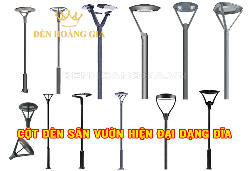 Mẫu cột đèn sân vườn hiện đại kiểu bóng dạng đĩa
