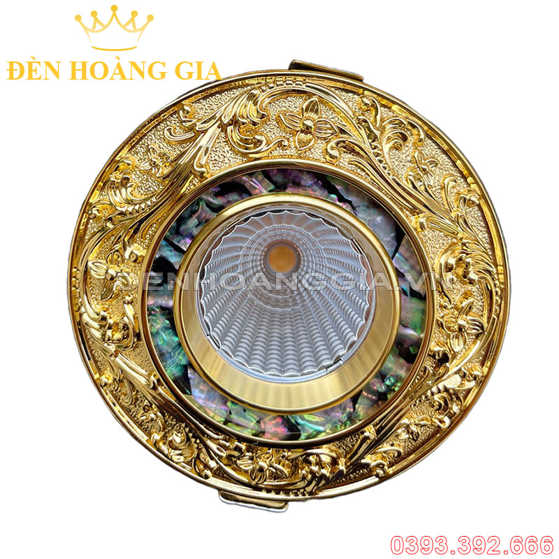 Đèn led âm trần đồng cổ điển mạ vàng 24K 12w Rolux-ATCDDV10