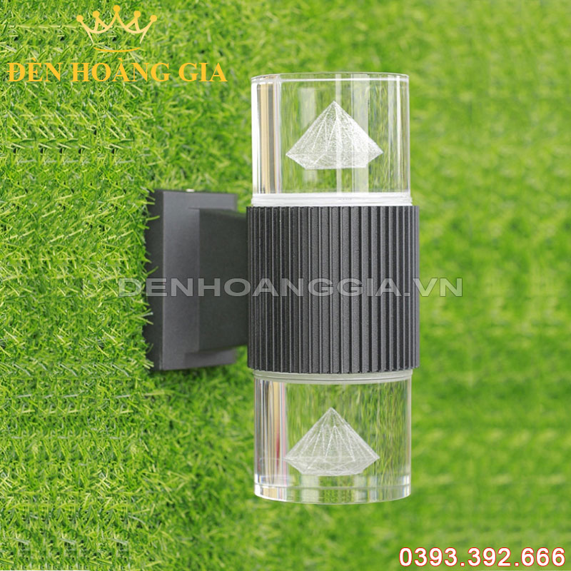 Đèn led gắn tường pha lê trụ tròn 2 đầu Rolux-DTPLT2D22