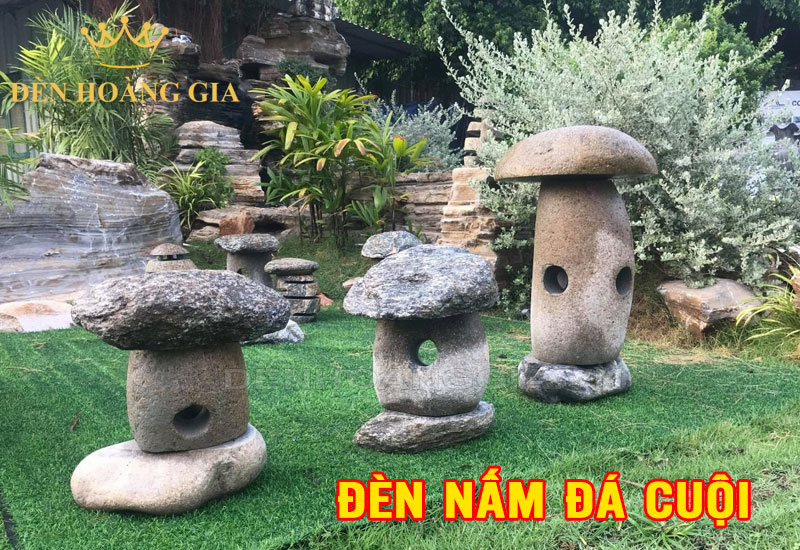 Đèn nấm đá cuội đa dạng hình dáng, kích thước