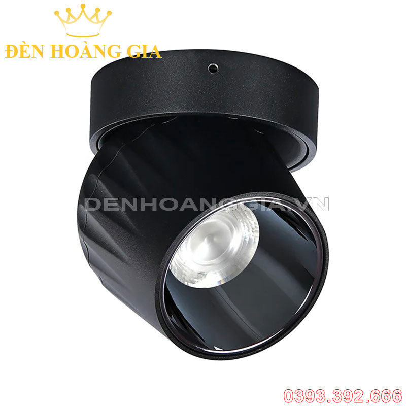 Đèn led ống bơ xoay 360 Plus vỏ đen chóa đen