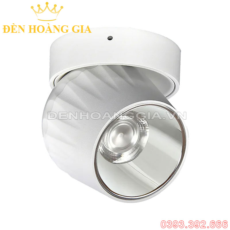 Đèn led ống bơ xoay 360 Plus vỏ trắng chóa bạc