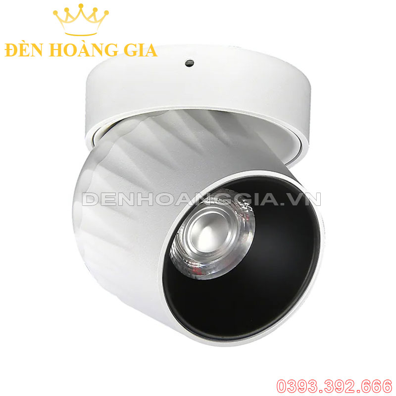 Đèn led ống bơ xoay 360 Plus vỏ trắng chóa đen