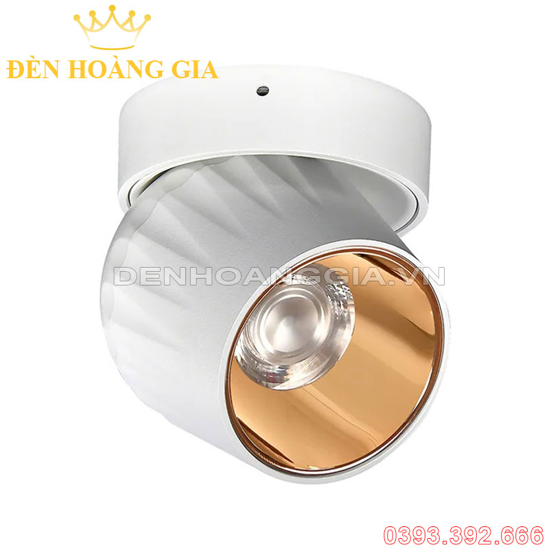 Đèn led ống bơ xoay 360 Plus vỏ trắng chóa vàng