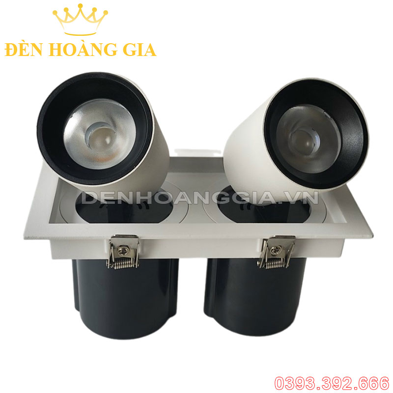 Đèn led spotlight âm trần đôi thò thụt vỏ trắng