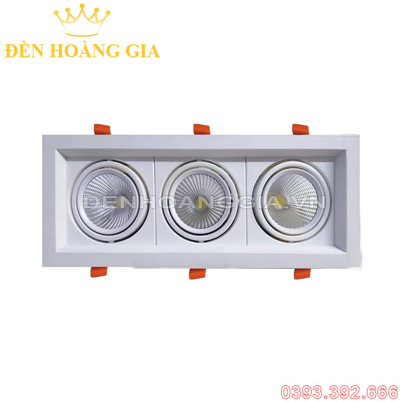 Đèn led spotlight âm trần mặt lõm ba bóng mặt trắng