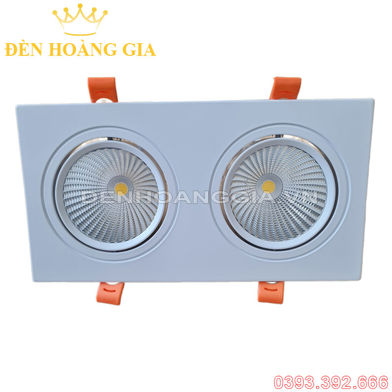 Đèn led spotlight âm trần mặt phẳng đôi mặt trắng chóa trắng