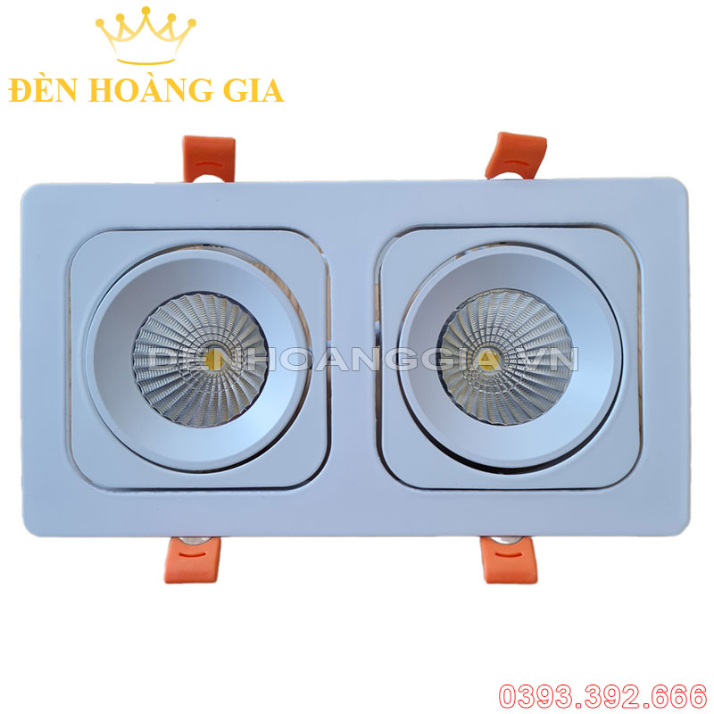 Đèn led spotlight âm trần mặt phẳng Pro đôi mặt trắng chóa trắng