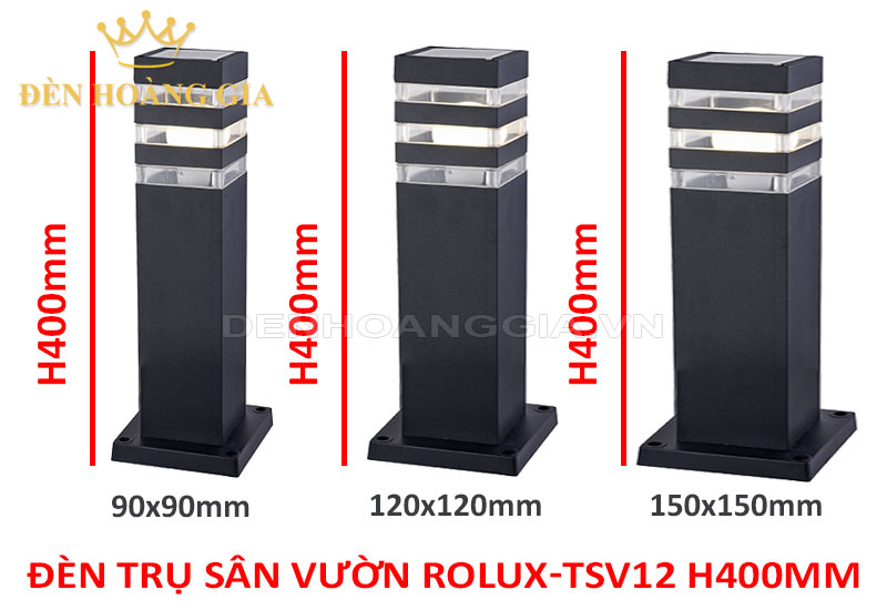Đèn nấm trụ sân vườn Rolux-TSV12 - 400mm hình vuông đa dạng kích thước