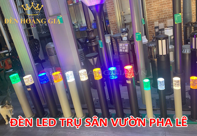 Đèn trụ sân vườn pha lê đủ các màu ánh sáng