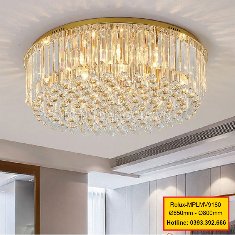 Đèn led mâm pha lê trang trí Rolux-MPLMV9180