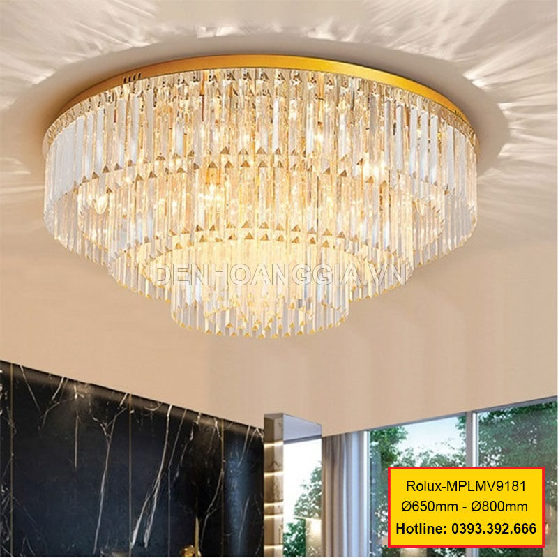 Đèn led mâm pha lê trang trí Rolux-MPLMV9181