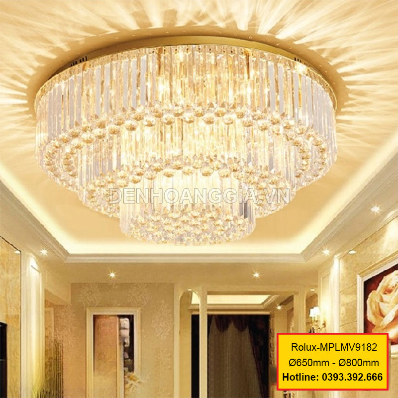 Đèn led mâm pha lê trang trí Rolux-MPLMV9182