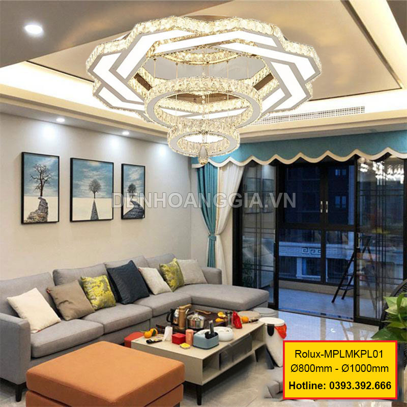 Đèn mâm mica pha lê trang trí Rolux-MPLMKPL01