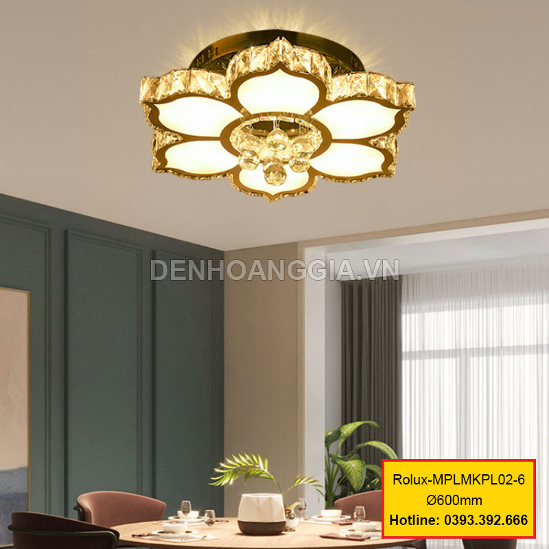 Đèn mâm mica pha lê trang trí Rolux-MPLMKPL02-6