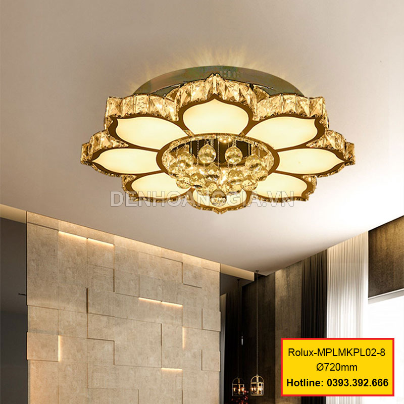 Đèn mâm mica pha lê trang trí Rolux-MPLMKPL02-8