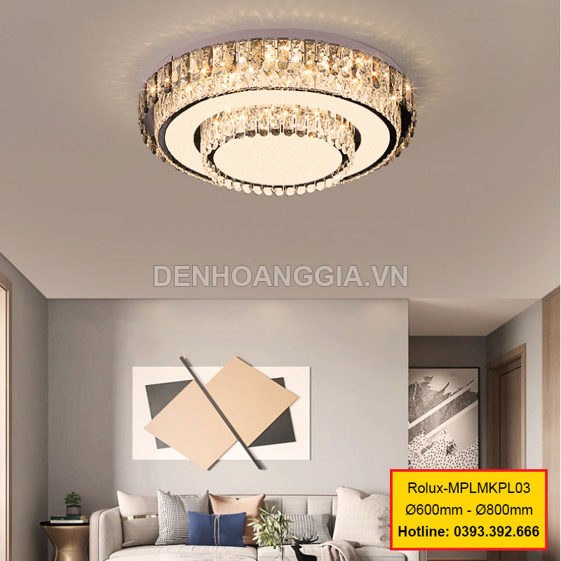 Đèn mâm mica pha lê trang trí Rolux-MPLMKPL03