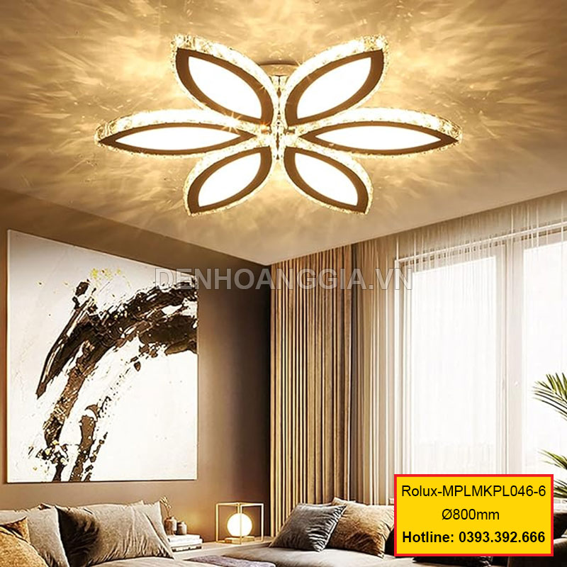 Đèn mâm mica pha lê trang trí Rolux-MPLMKPL046-6