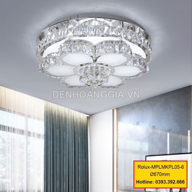 Đèn mâm mica pha lê trang trí Rolux-MPLMKPL05-6