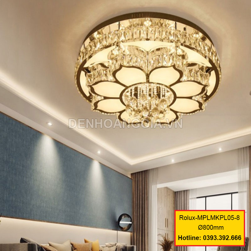 Đèn mâm mica pha lê trang trí Rolux-MPLMKPL05-8