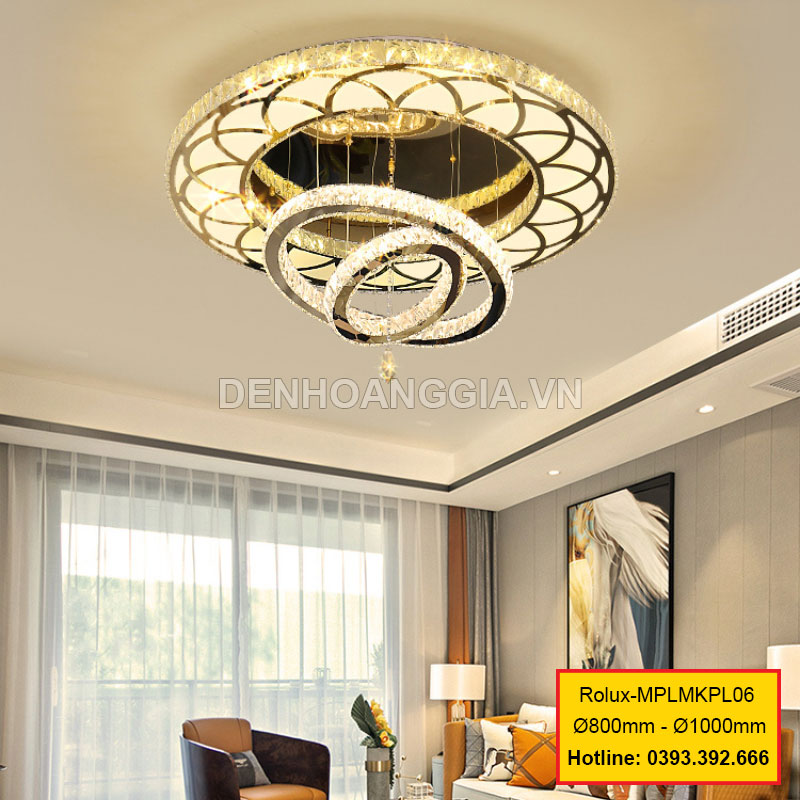 Đèn mâm mica pha lê trang trí Rolux-MPLMKPL06