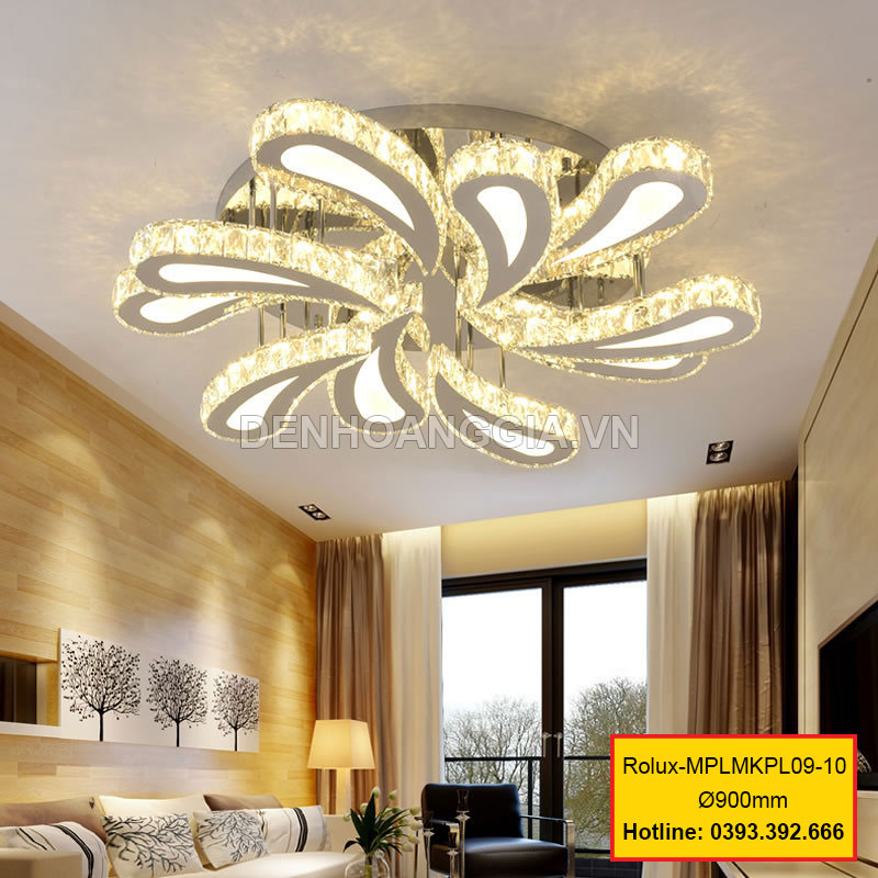 Đèn mâm mica pha lê trang trí Rolux-MPLMKPL09-10