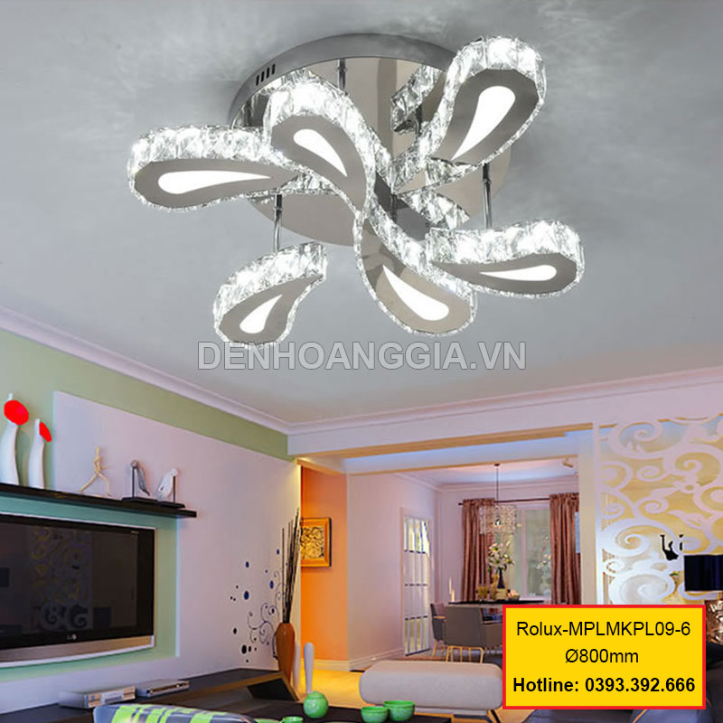 Đèn mâm mica pha lê trang trí Rolux-MPLMKPL09-6
