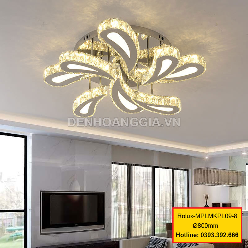 Đèn mâm mica pha lê trang trí Rolux-MPLMKPL09-8