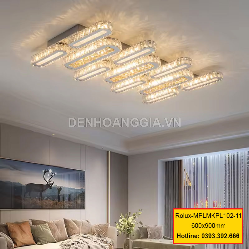 Đèn mâm mica pha lê trang trí Rolux-MPLMKPL102-11