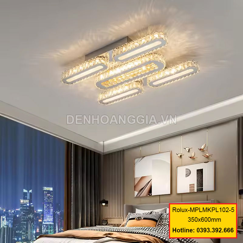 Đèn mâm mica pha lê trang trí Rolux-MPLMKPL102-5