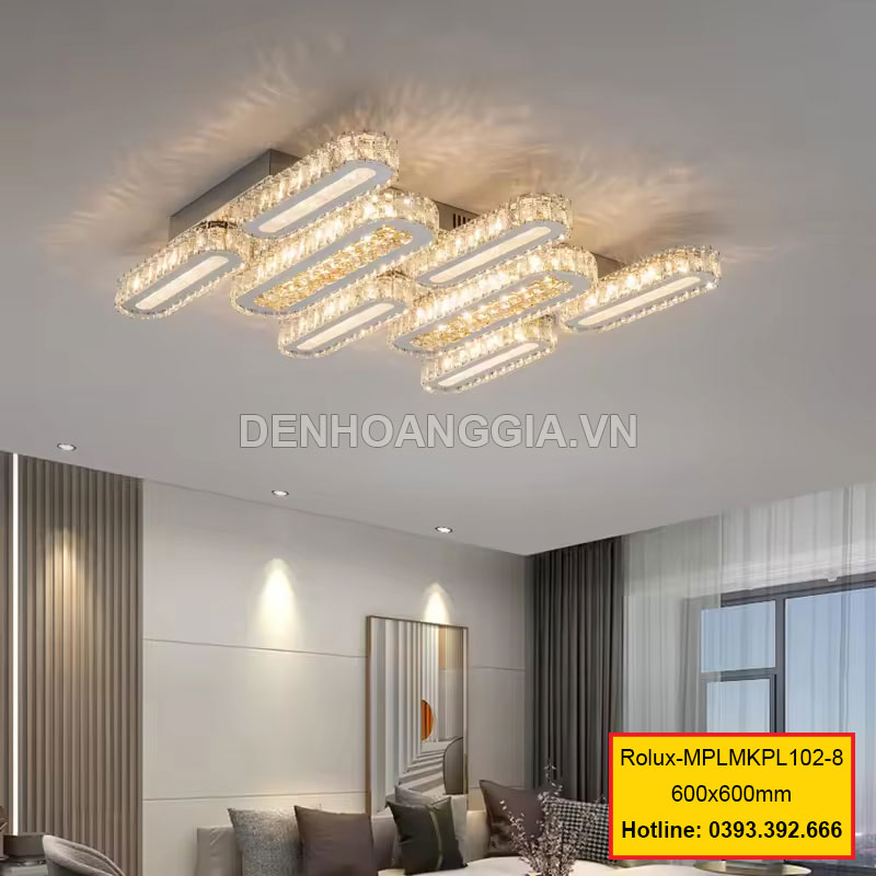Đèn mâm mica pha lê trang trí Rolux-MPLMKPL102-8