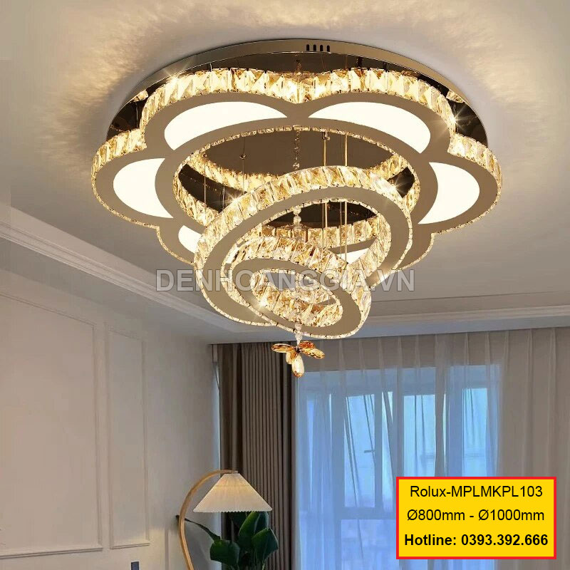Đèn mâm mica pha lê trang trí Rolux-MPLMKPL103