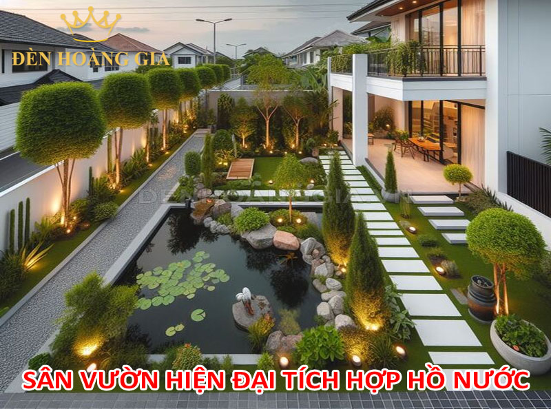 Sân vườn hiện đại tích hợp hồ nước