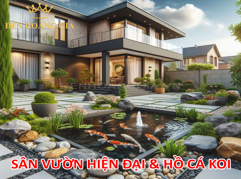 Sân vườn hiện đại và hồ cá Koi