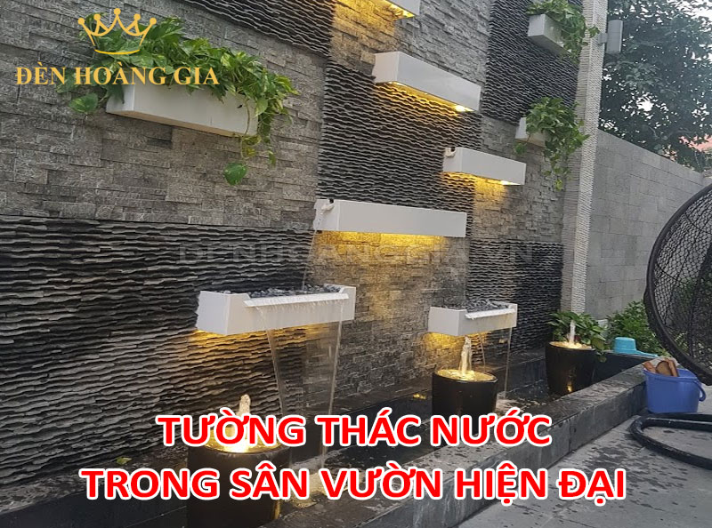 Tường thác nước trong không gian sân vườn hiện đại