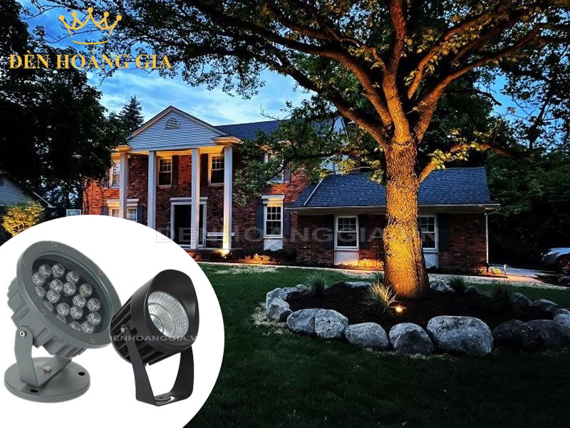 Sử dụng đèn led chiếu điểm Spotlight ngoài trời để chiếu cây