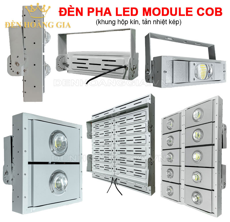 Đèn pha led Module COB khung hộp kín tản nhiệt kép