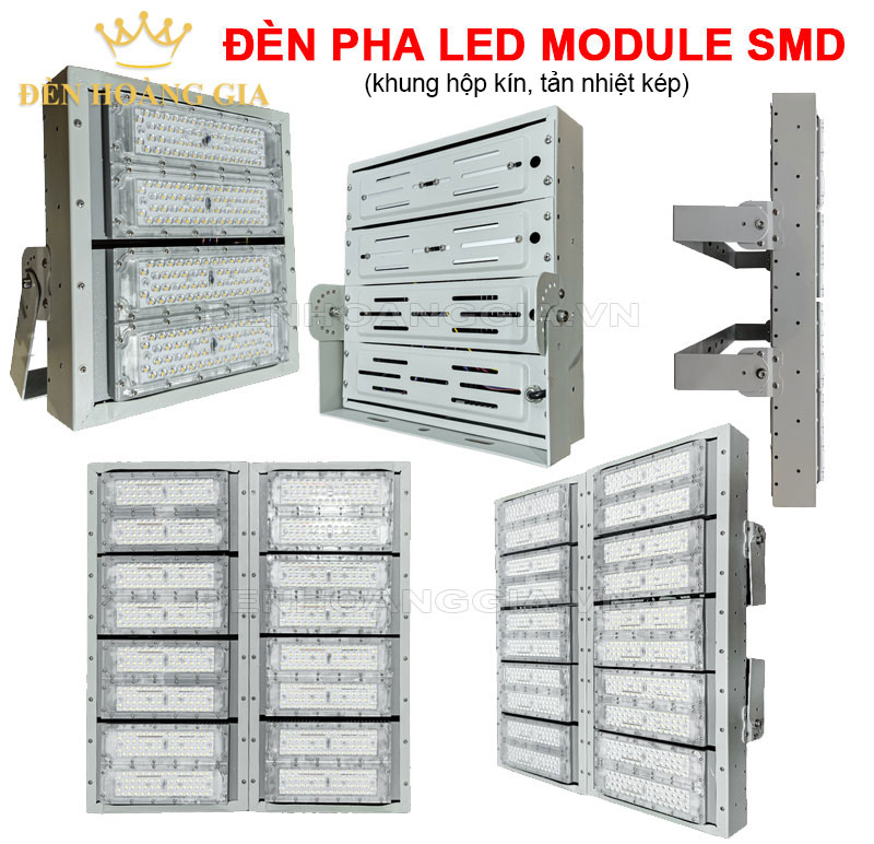Đèn pha led Module SMD khung hộp kín tản nhiệt kép