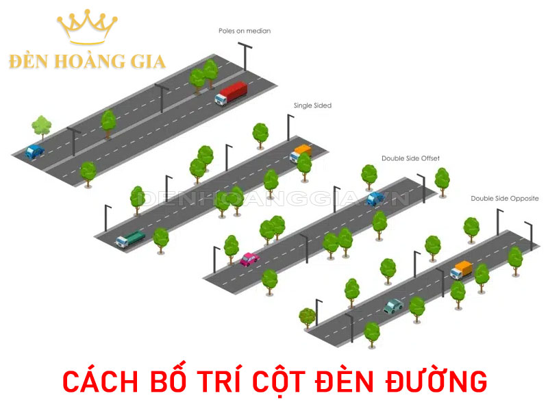Cách bố trí cột đèn đường