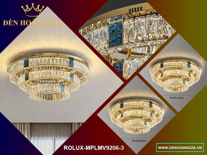 Đèn led mâm pha lê Rolux-MPLMV9206-3