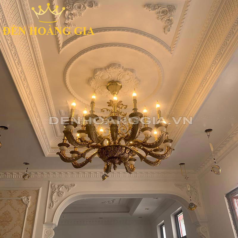 Đèn chùm đồng châu Âu 15 tay Rolux-DCD1228-15