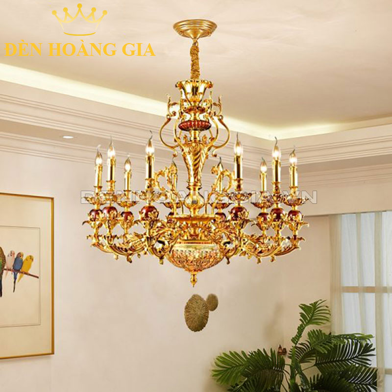 Đèn chùm đồng châu Âu 21 tay Rolux-DCD8167-21