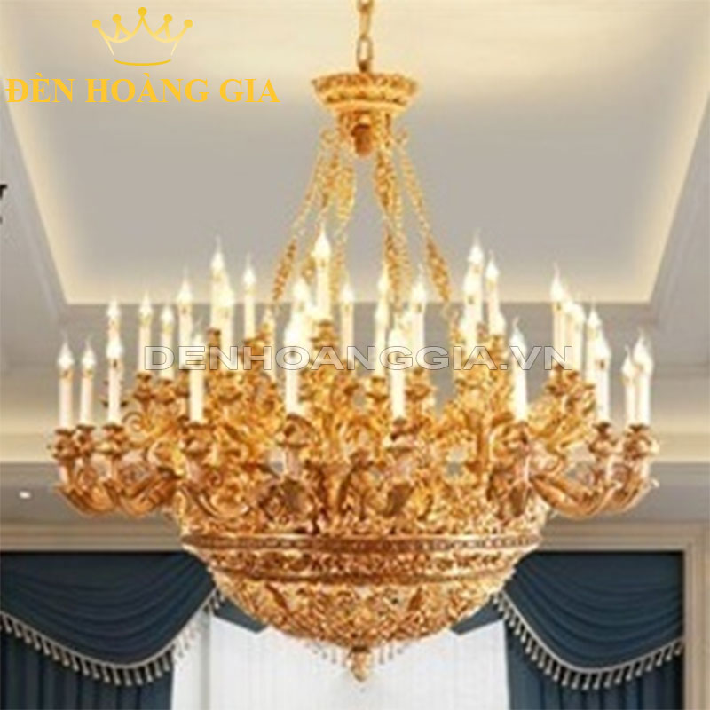 Đèn chùm đồng châu Âu Hoàng Gia 21 tay Rolux-DCD8166-21