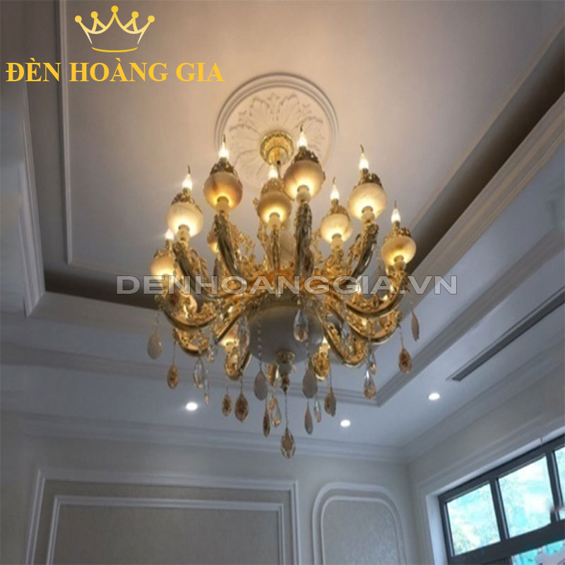 Đèn chùm đồng đá 18 tay Rolux-DCD33723