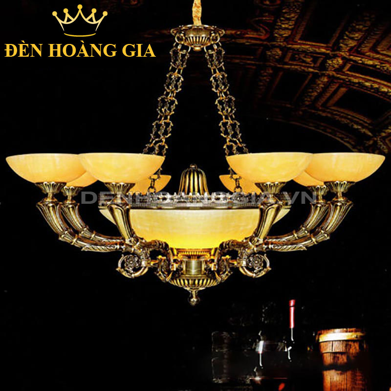 Đèn chùm đồng đá 6 tay Rolux-DCD1118-6