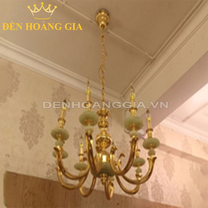 Đèn chùm đồng đá 8 tay Rolux-DCD1164