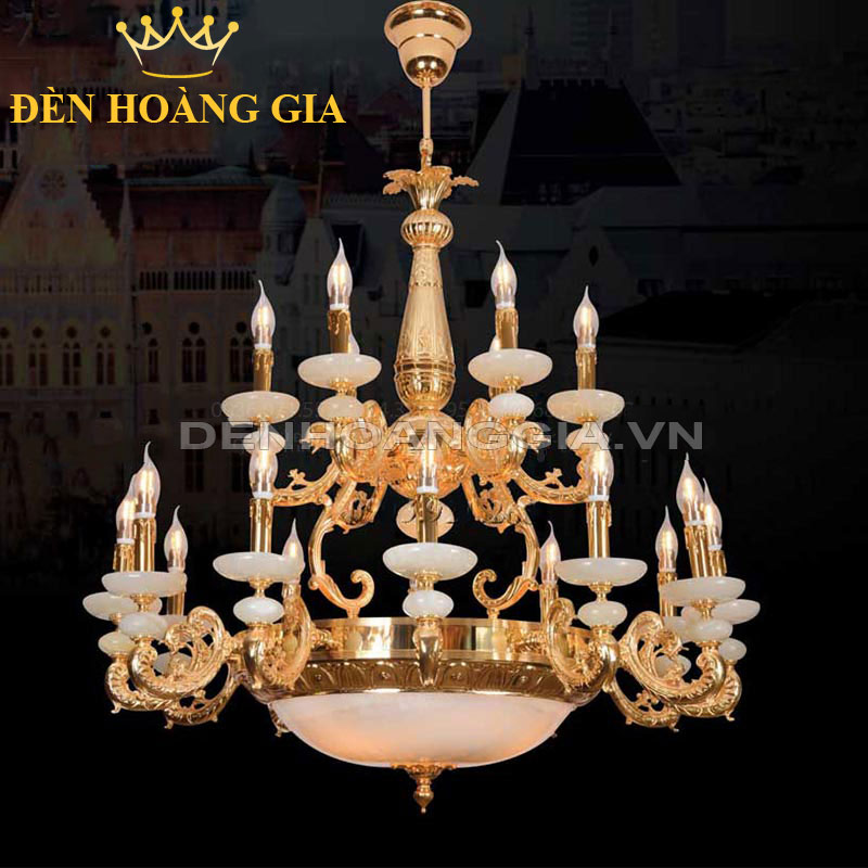 Đèn chùm đồng mạ vàng Rolux-DCD1239-15