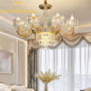 Đèn chùm đồng Pha lê 12 tay Rolux-DCDPL669-12