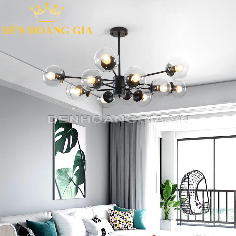 Đèn chùm hiện đại phân tử Rolux-DCHD9590-12 Black